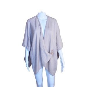 Soft Surroundings Drape‎ Front Kimono Cardigan Women's Large Beige Boho Layering